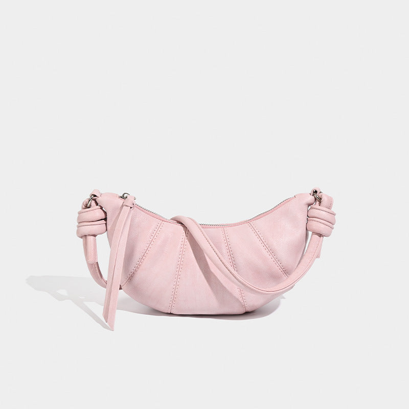 Small crossbody croissant bag, spring and summer girls casual simple solid color crossbody bag, daily commuting small shoulder bag - SJB-DIAMOND ELITES