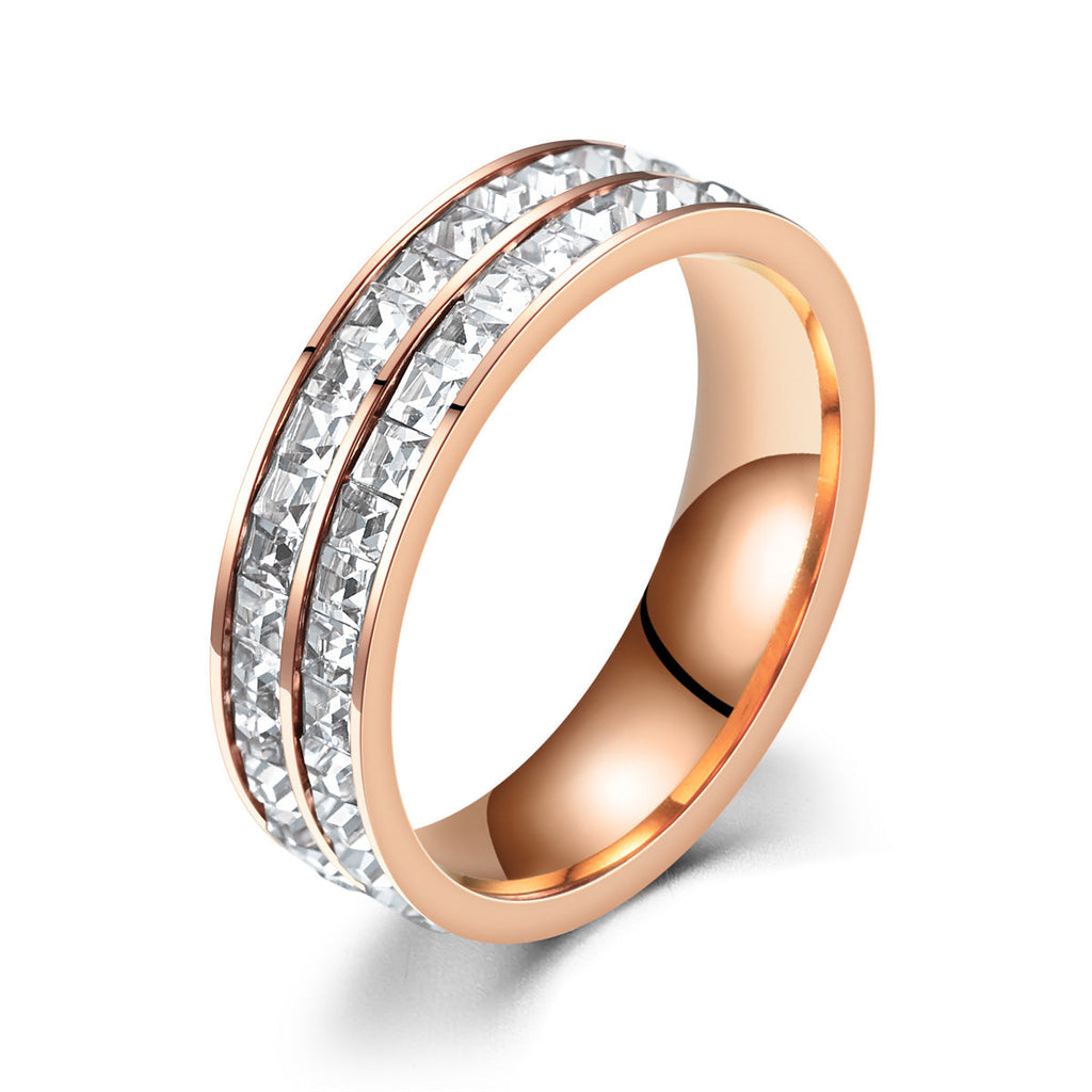 Small Square Diamond Full Diamond Starry Ring Pi-Mart