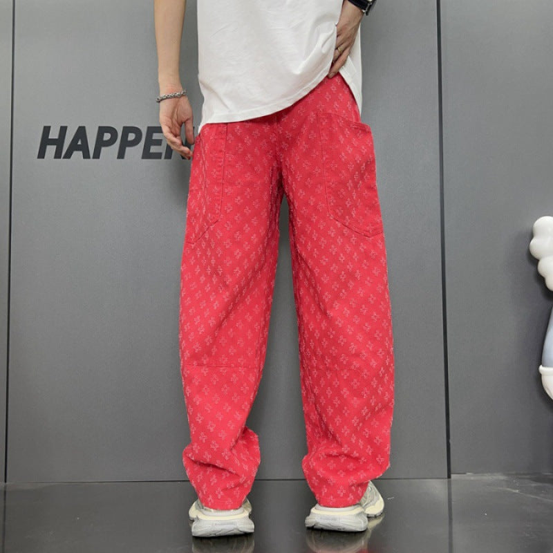 Loose Straight Washed Denim Large Pocket Pants Trendy Lootquake LLC