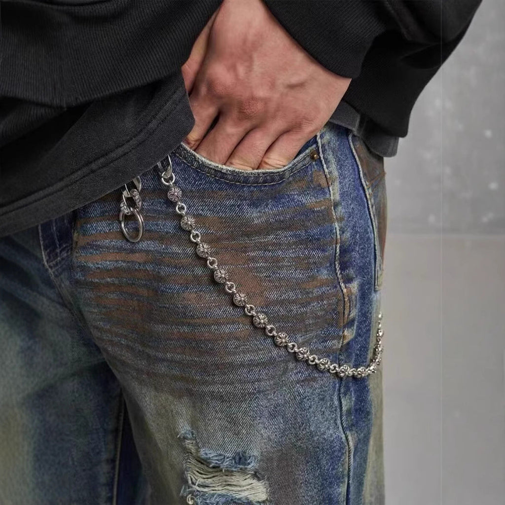 Loose Straight Slim-fit Waste Soil Blue With Holes Jeans Lootquake LLC