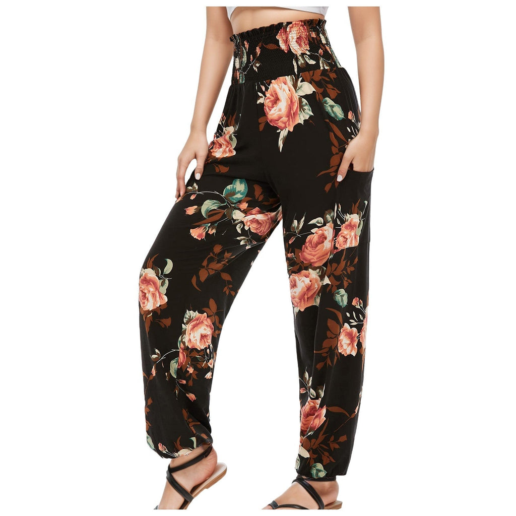 Women's Striped Digital Floral Print Casual Jumpsuit Lootquake LLC