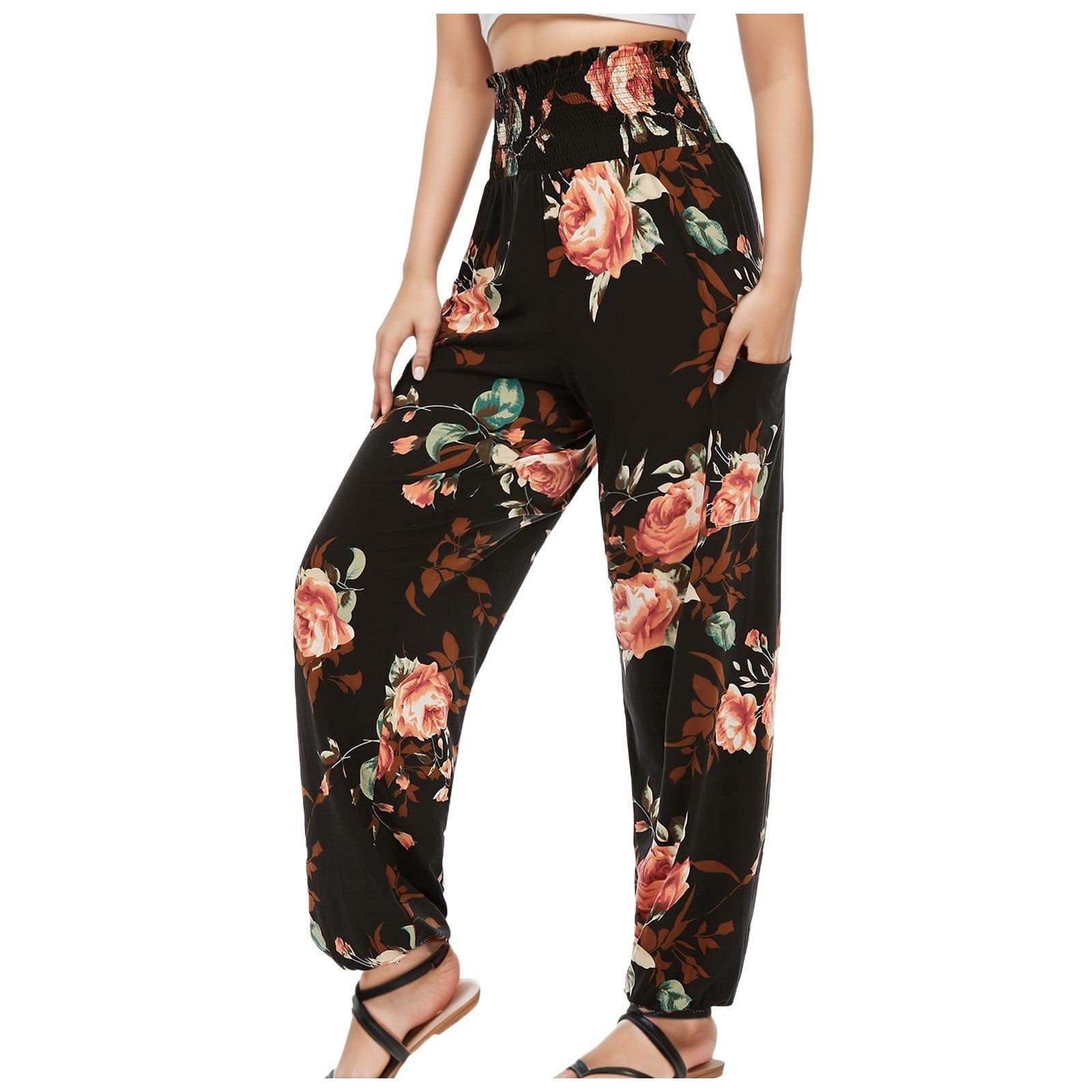 Women's Striped Digital Floral Print Casual Jumpsuit Lootquake LLC