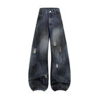 Retro Washed Ripped Deconstruction Stitching Design Straight Jeans Lootquake LLC