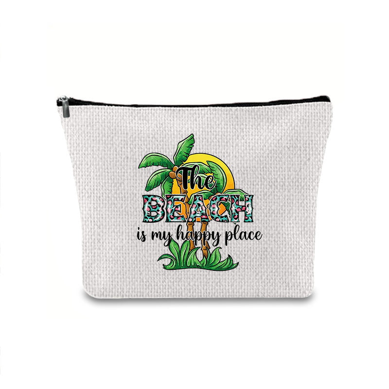 Linen printed cosmetic bag, cosmetic lipstick storage bag, small simple zipper evening clutch bag, - SJB-DIAMOND ELITES