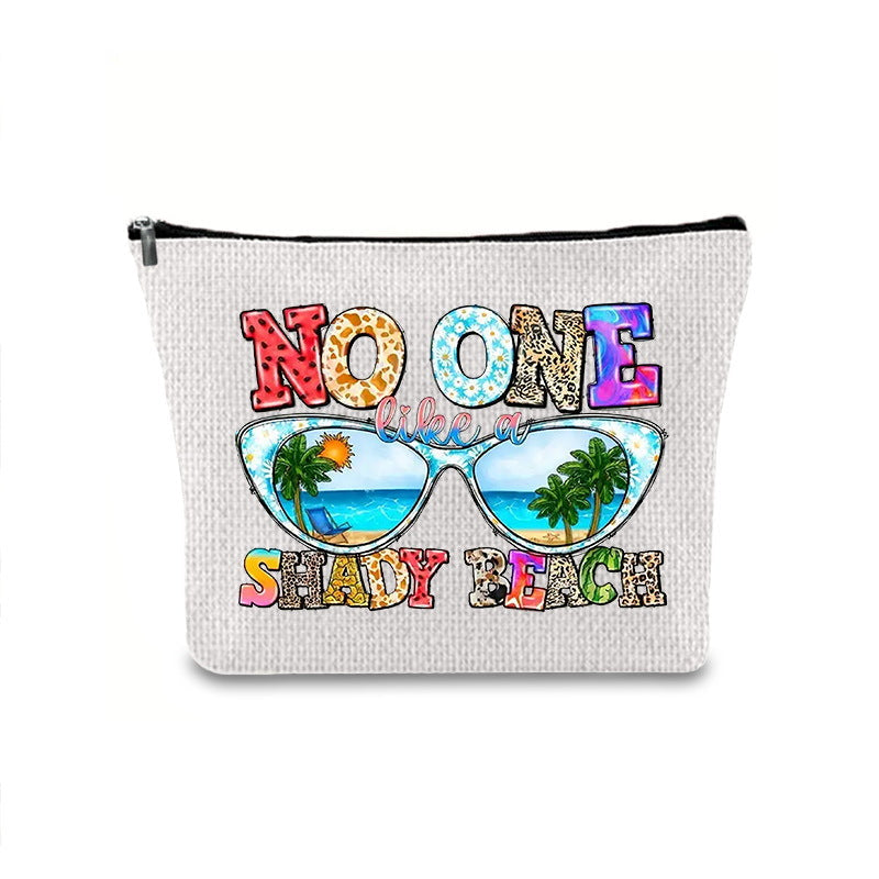 Linen printed cosmetic bag, cosmetic lipstick storage bag, small simple zipper evening clutch bag, - SJB-DIAMOND ELITES