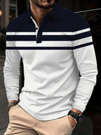 Men's Button Casual Slim Lapel 3D Printed Long Sleeve