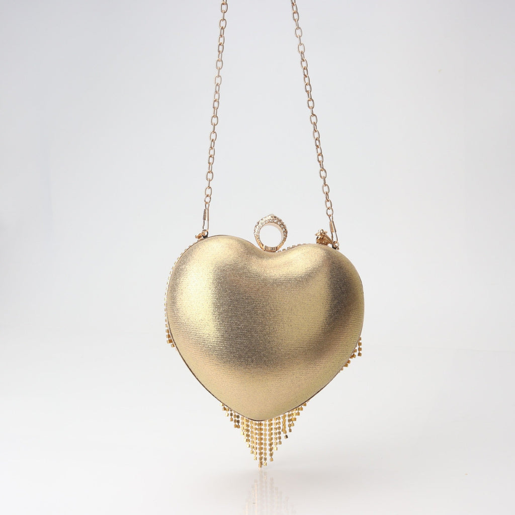 Fringed Rhinestone Bag, Birthday Party purse, Heart Shape Dinner Bag evening Clutch Purse Party, Prom Bag, Party Purse, Prom Bags Clutch, Wedding Purse Crossbody Chain - SJB-DIAMOND ELITES
