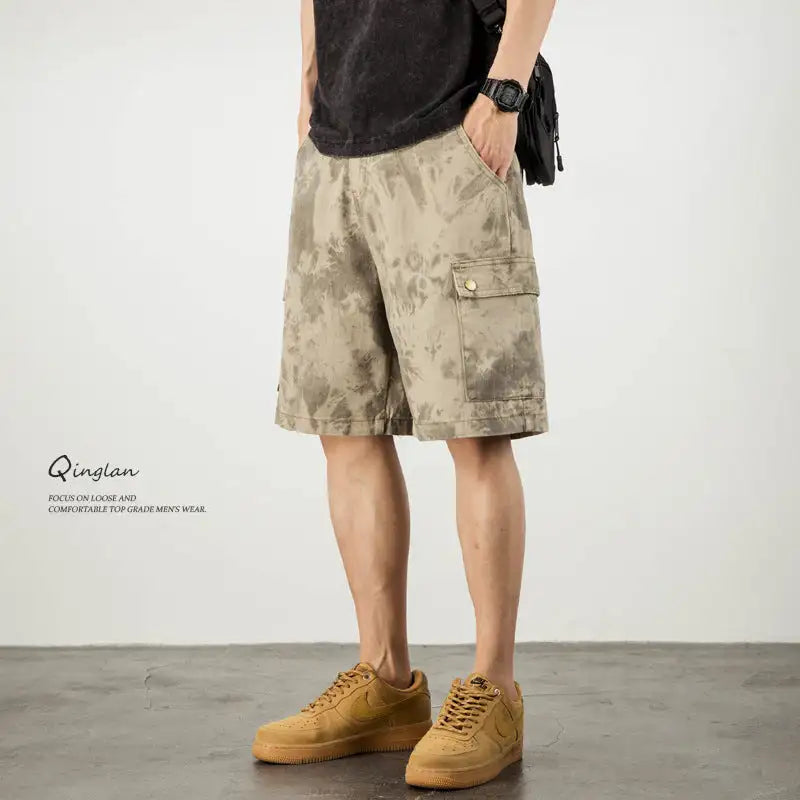 Men's Loose Desert Camouflage Denim Shorts