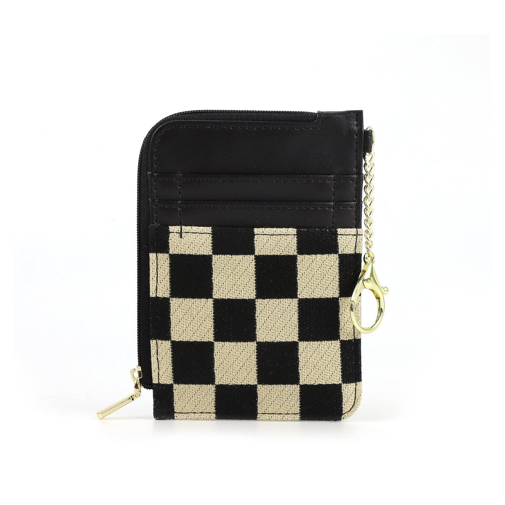 Retro plaid card bag wallet, change bag multi-card slot bank card simple microfiber holder - SJB-DIAMOND ELITES
