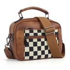 Chessboard double zipper small crossbody bag,Tote small crossbodyPU square bag, Small Crossbody Purse for Women Triple Zip, - SJB-DIAMOND ELITES