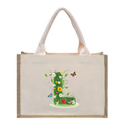 Cotton and linen canvas tote bag, printed letter tote bag, portable light handbag, gift shopping bag - SJB-DIAMOND ELITES