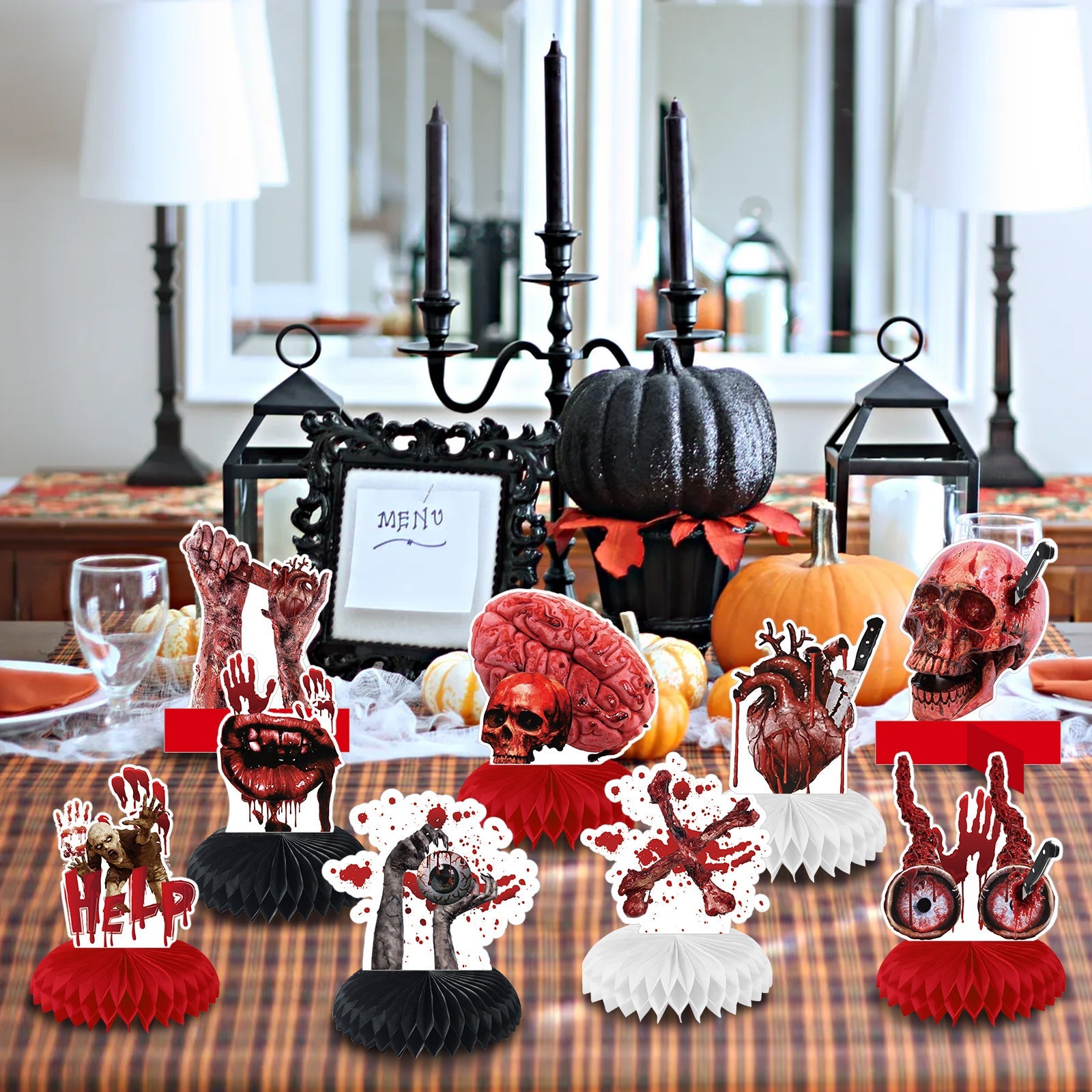 Halloween horror-themed haunted house holiday party decoration set flag background cloth card balloon honeycomb ornament - SJB-DIAMOND ELITES