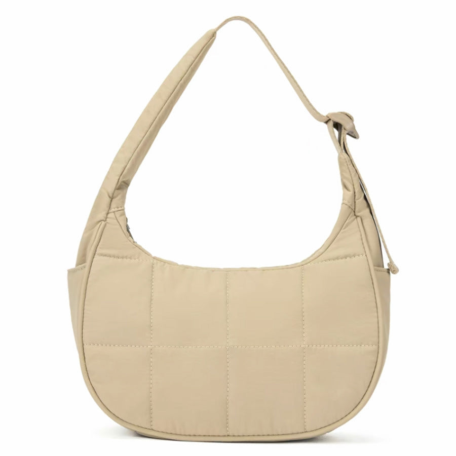 Nylon bag large capacity women's armpit bag, down bag versatile shoulder bag, solid color silk cotton handbag, puffer bag hobo - SJB-DIAMOND ELITES