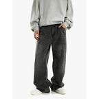 Vintage Smoky Gray Elastic Waist Jeans For Men And Women Lootquake LLC