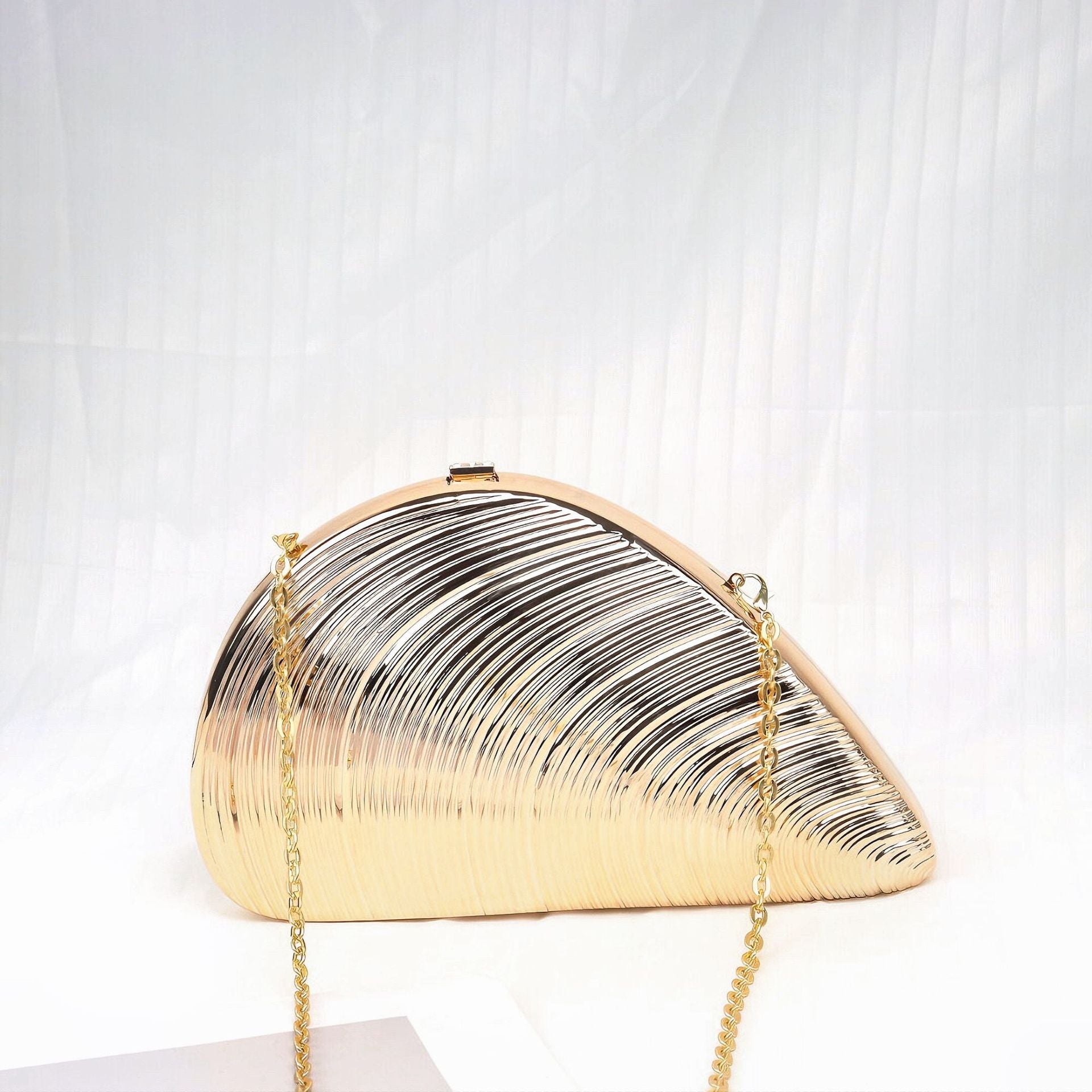 Gold Neocrylic Dinner Bag Shell Dinner Bag Crossbody Chain Shinny evening Clutch Purse Party, Prom Bag, Party Purse, Prom Bags Clutch, - SJB-DIAMOND ELITES