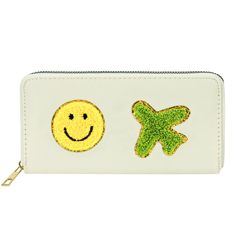 Women's alphabet embroidered wallet, long coin purse, nylon zipper ticket holder, multi-function card bag - SJB-DIAMOND ELITES