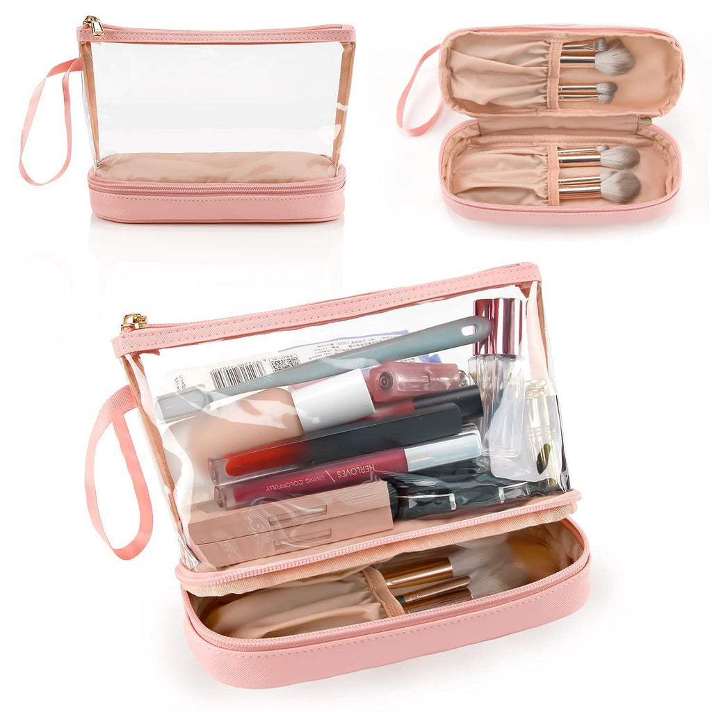 Transparent cosmetic bag, multifunctional double-layer large-capacity PVC cosmetic bag, storage portable travel bag, wet and dry separation washing bag for College Dorm Camp GymTransparent Cosmetic Bag, - SJB-DIAMOND ELITES