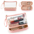 Transparent cosmetic bag, multifunctional double-layer large-capacity PVC cosmetic bag, storage portable travel bag, wet and dry separation washing bag for College Dorm Camp GymTransparent Cosmetic Bag, - SJB-DIAMOND ELITES