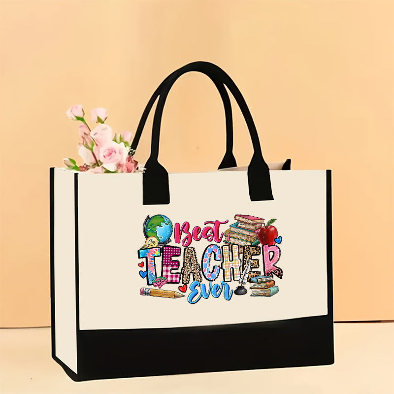 Canvas tote bag, large capacity printed tote bag women's, fashionable waterproof portable shopping bag - SJB-DIAMOND ELITES
