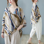 Cotton And Linen Art Batwing Sleeve Shirt Lootquake LLC