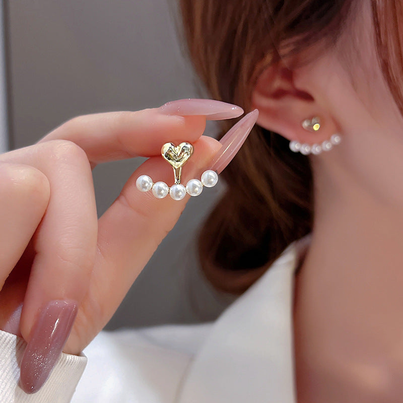 Silver Needle Small Pearl Stud Earrings Female Design Pi-Mart