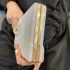 Diamond button-filled square evening clutch bag Diagonal wedding birthday dinner clutch bag - SJB-DIAMOND ELITES