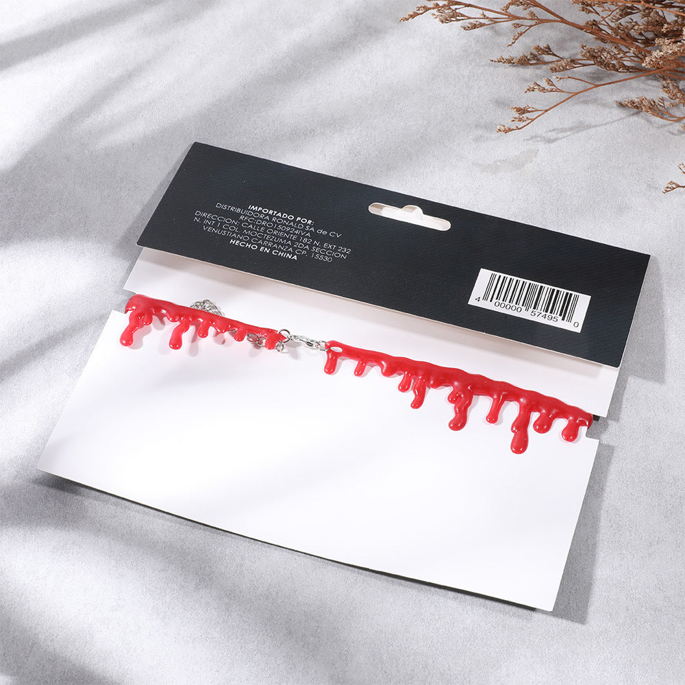 Halloween necklace idea bloody cut blood mark necklace red simulated belly bleeding collar - SJB-DIAMOND ELITES