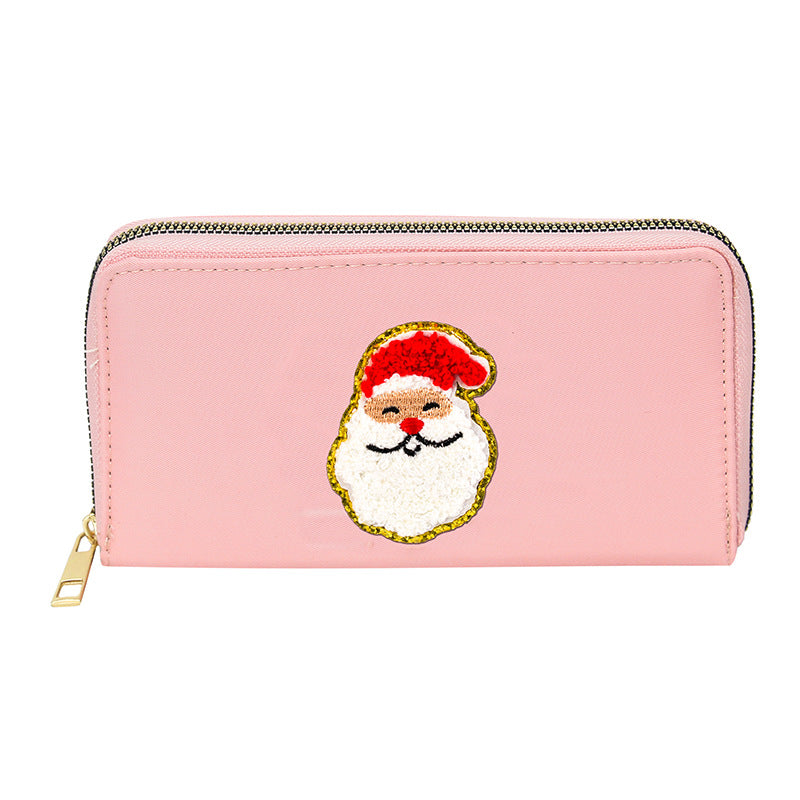 Women's alphabet embroidered wallet, long coin purse, nylon zipper ticket holder, multi-function card bag - SJB-DIAMOND ELITES