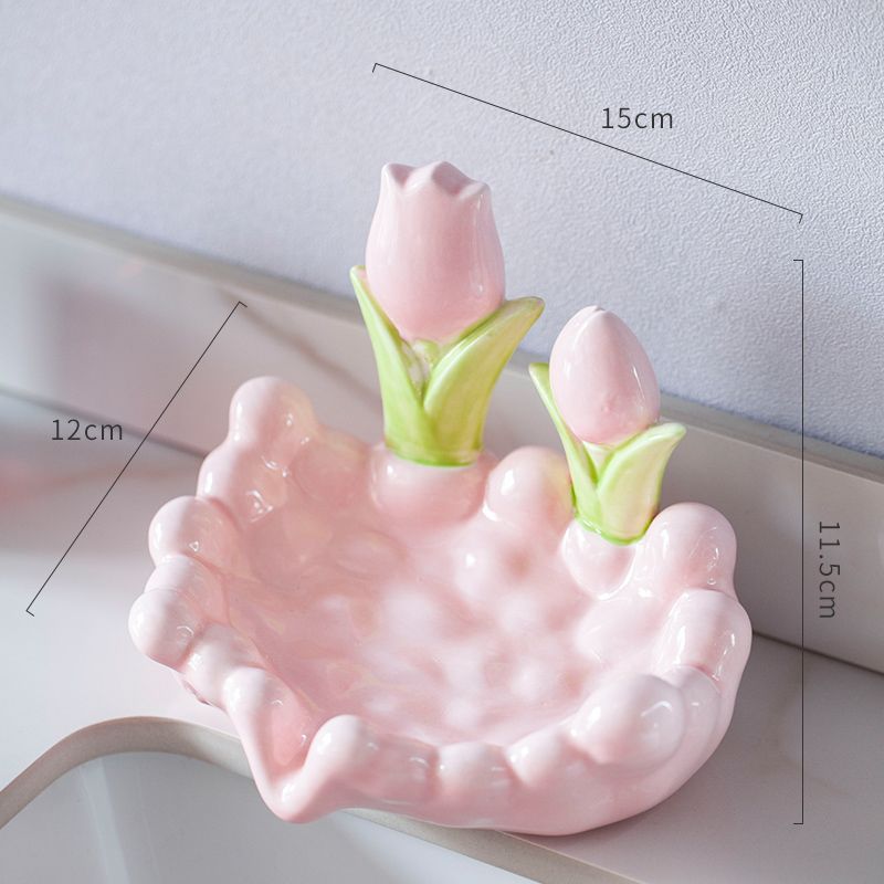 Home Creative Cute Flowers Ceramic Soap Box