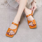 Women's Open Square Toe Separate Flat Heel Sandals Slip On Slipper Casual Shoes - SJB-DIAMOND ELITES