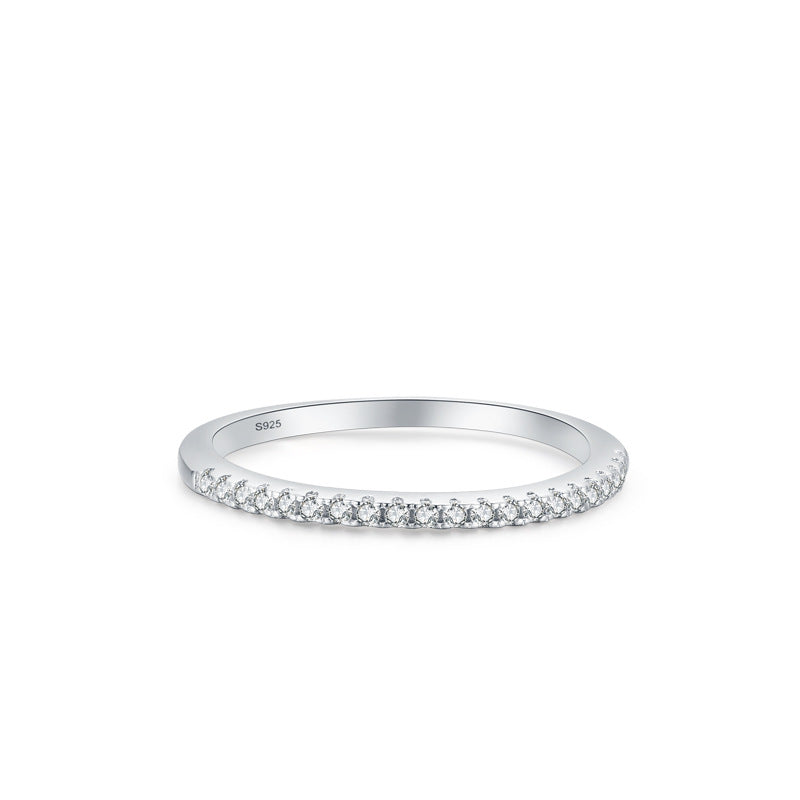 S925 Sterling Silver Light Luxury Row Diamond Ring