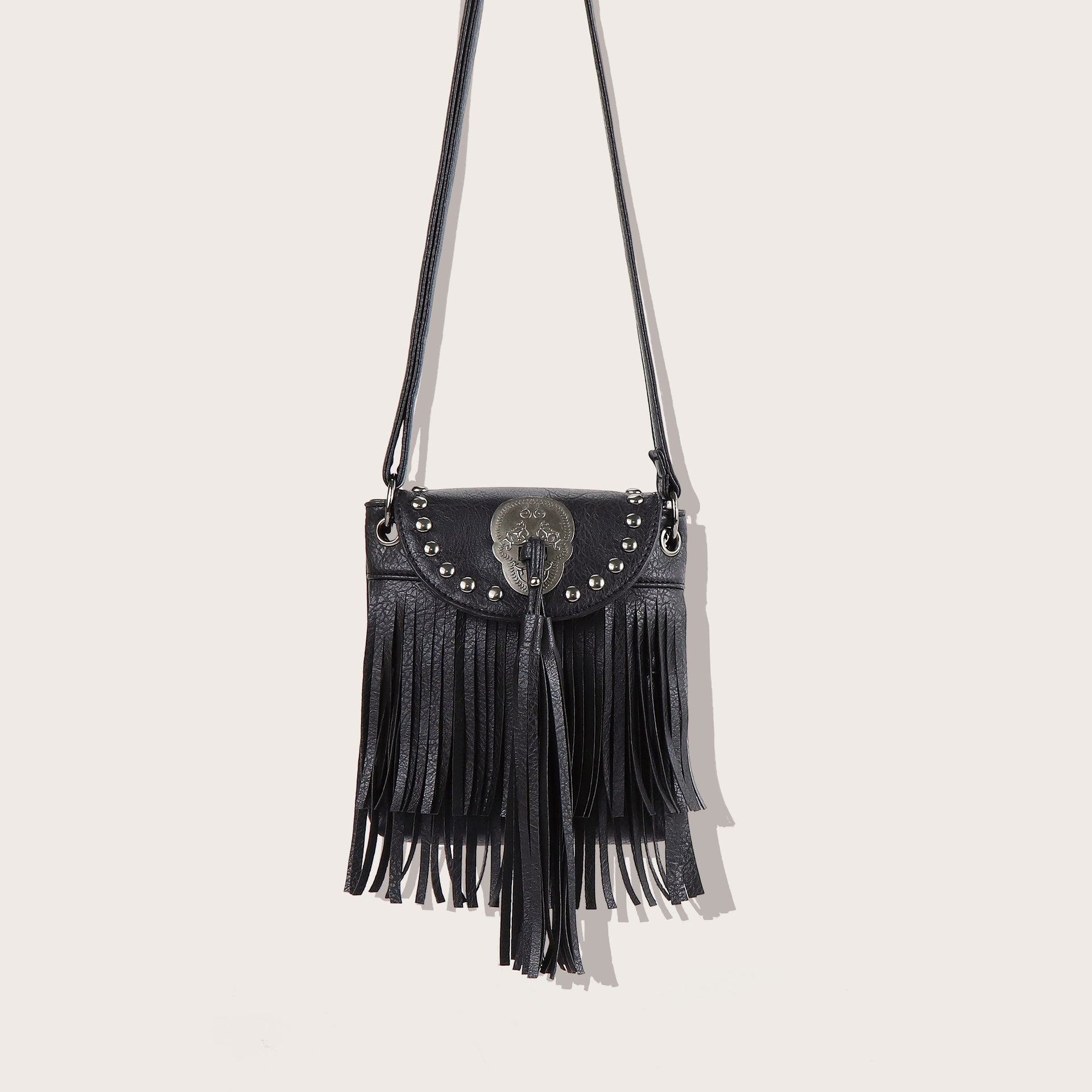 Stylish Soft Pu Rivets Small Crossbody Tassel Bag, Skull Shoulder Crossbody Bag - SJB-DIAMOND ELITES