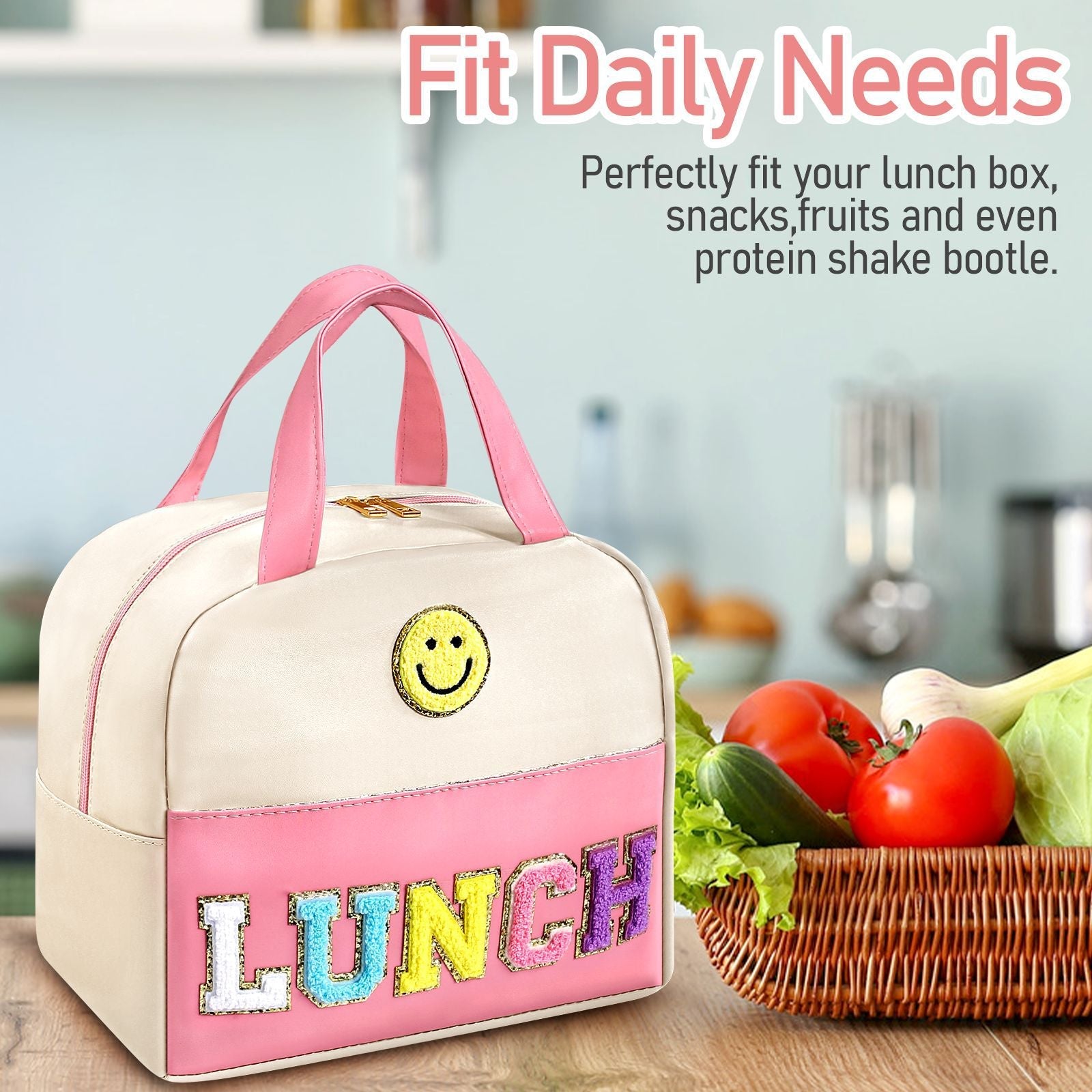 Bento bag, embroidered lunch bag, student lunch box handbag, fresh-keeping large-capacity thickened ice bag - SJB-DIAMOND ELITES