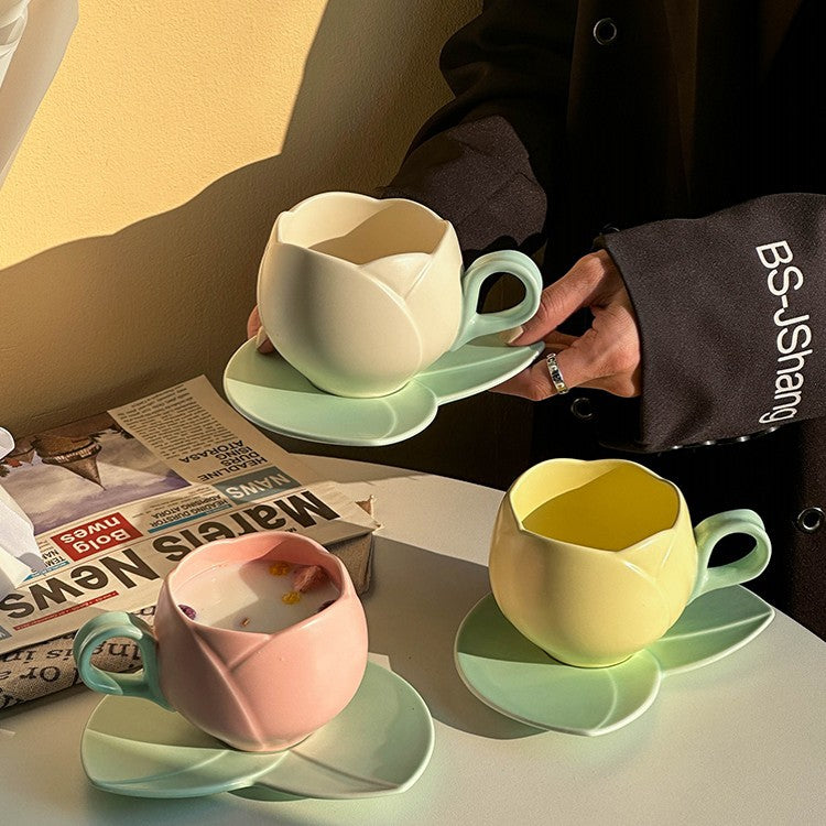 Creative Ceramic Coffee Set Suit Breakfast Milk Cup And Saucer Pi-Mart