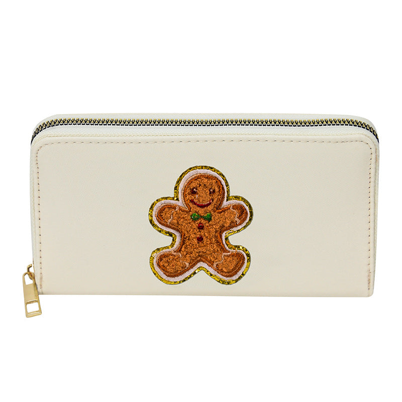 Women's alphabet embroidered wallet, long coin purse, nylon zipper ticket holder, multi-function card bag - SJB-DIAMOND ELITES