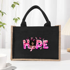 Cotton and linen canvas tote bag, printed letter tote bag, portable light handbag, gift shopping bag - SJB-DIAMOND ELITES