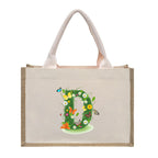 Cotton and linen canvas tote bag, printed letter tote bag, portable light handbag, gift shopping bag - SJB-DIAMOND ELITES