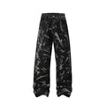 Street Fashion Hip Hop Inkjet Washed Distressed Stitching Straight Jeans Lootquake LLC