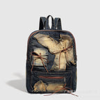 Washed denim retro backpack, design bow backpack pusre, Spice girl large capacity purse backpack - SJB-DIAMOND ELITES