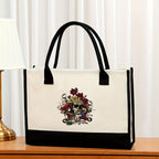 Canvas tote bag, large capacity printed tote bag women's, fashionable waterproof portable shopping bag - SJB-DIAMOND ELITES
