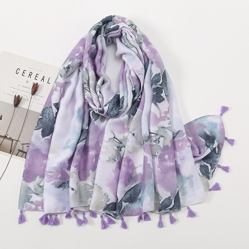 MH071 Cotton And Linen Printed Hijab