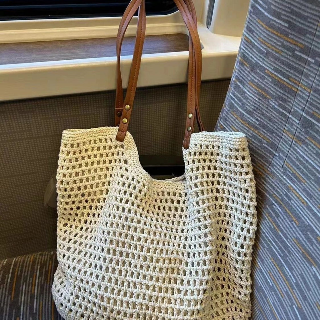 Grid knitted hobo bag, travel commuter shoulder bag, travel large capacity armpit bag, crochet hobo purse - SJB-DIAMOND ELITES