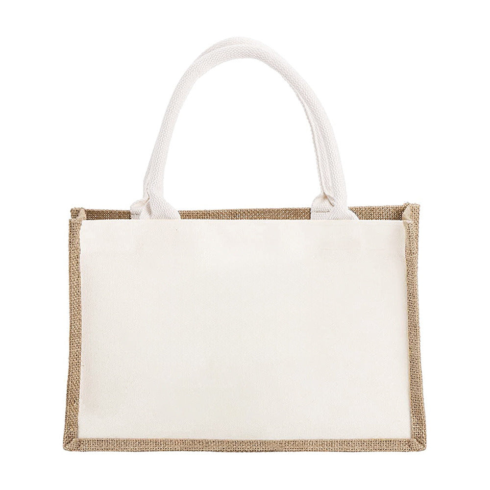 Cotton and linen canvas tote bag, printed letter tote bag, portable light handbag, gift shopping bag - SJB-DIAMOND ELITES