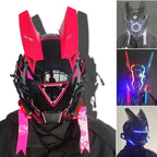 Punk mask round lights wing braids triangle lights music festival LED glow tech sense boy helmet Halloween - SJB-DIAMOND ELITES