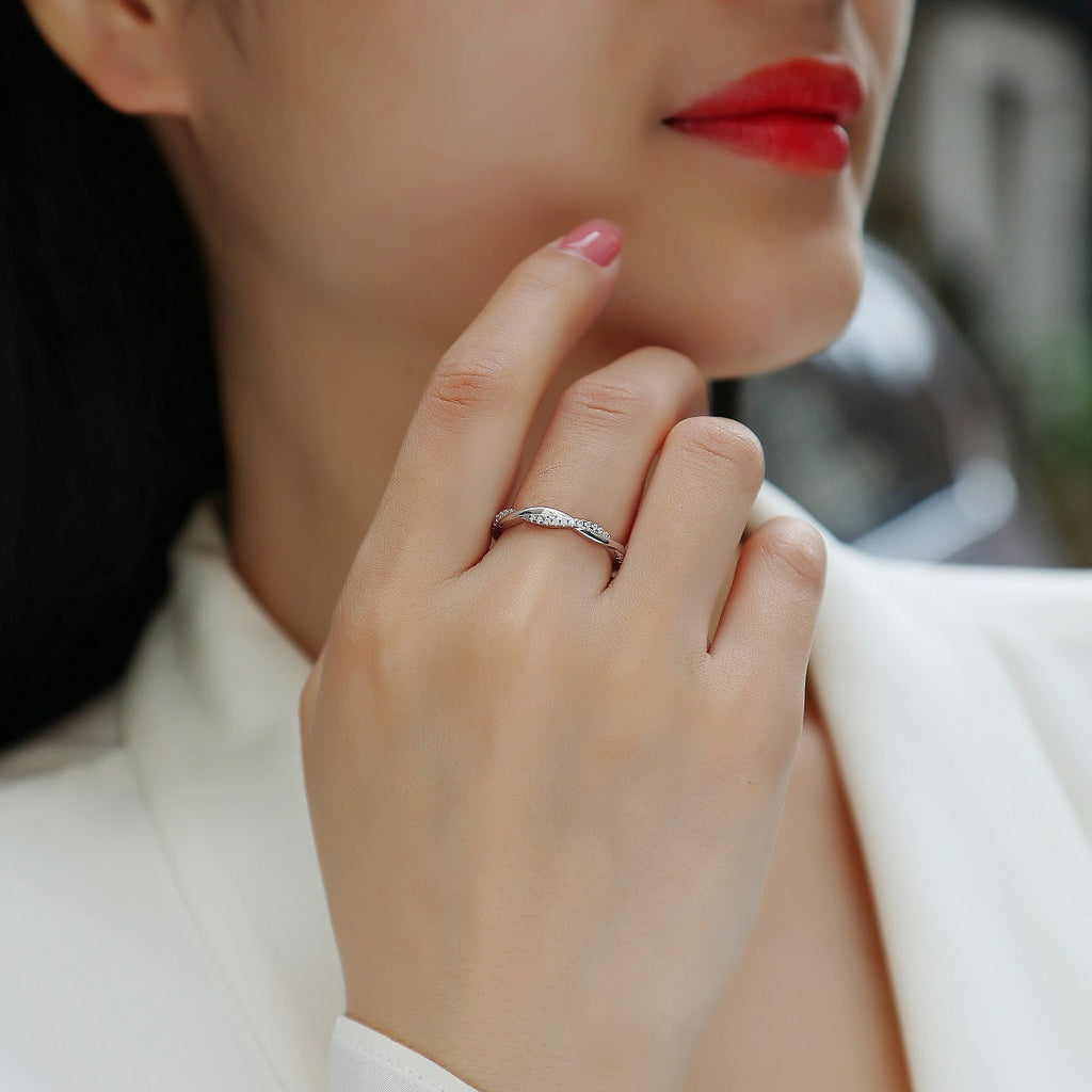 S925 Silver Moissanite Closed Ring Pi-Mart