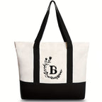 Canvas shoulder bag, large capacity letter print tote bag, women's fashion lightweight portable gift bag - SJB-DIAMOND ELITES