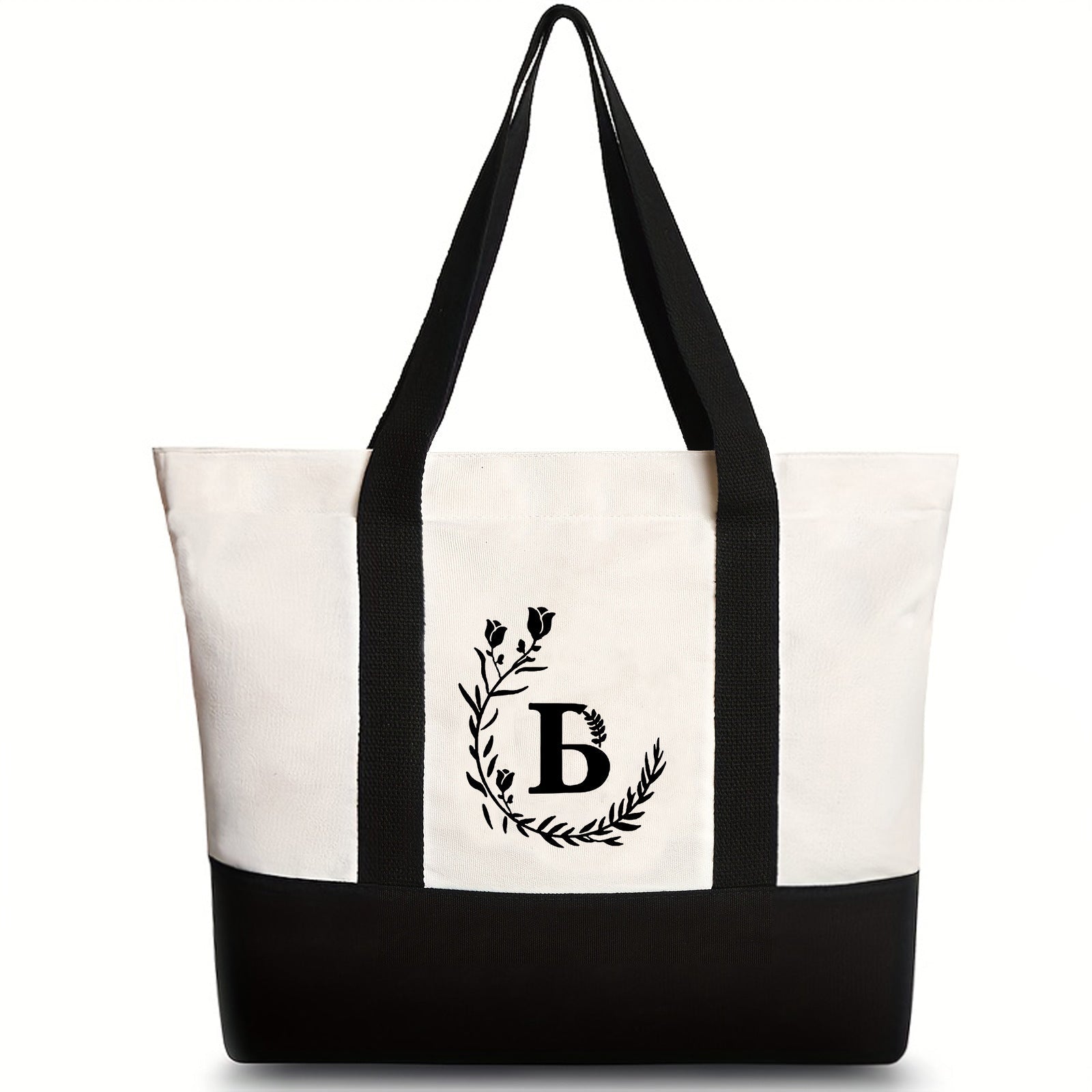 Canvas shoulder bag, large capacity letter print tote bag, women's fashion lightweight portable gift bag - SJB-DIAMOND ELITES