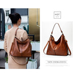Large vegan leather hobo handbag for women with detachable long strap SHOMICOBOUTIQUE