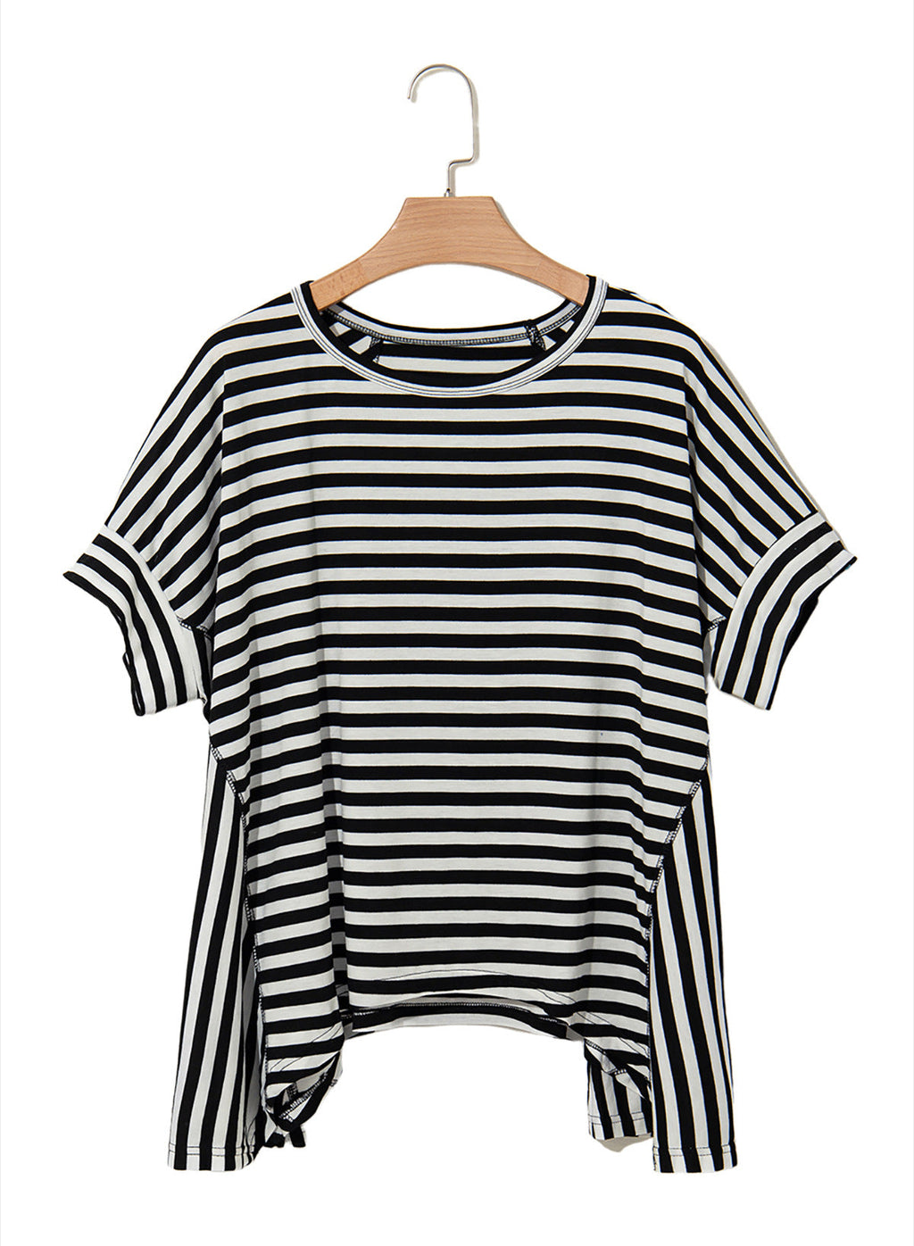 Round Neck Striped Printed T-Shirt Lootquake LLC
