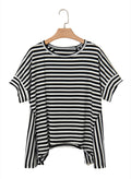 Round Neck Striped Printed T-Shirt Lootquake LLC